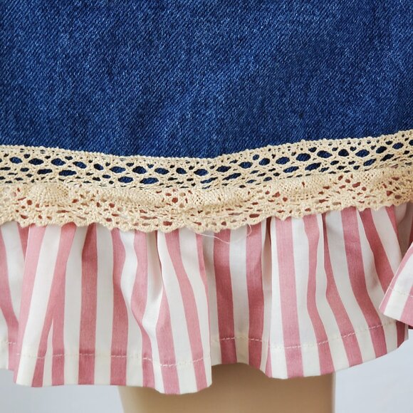 Handmade Cottage Core Denim Apron Women's Small Country Boho Pockets Blue Jean - Picture 5 of 7